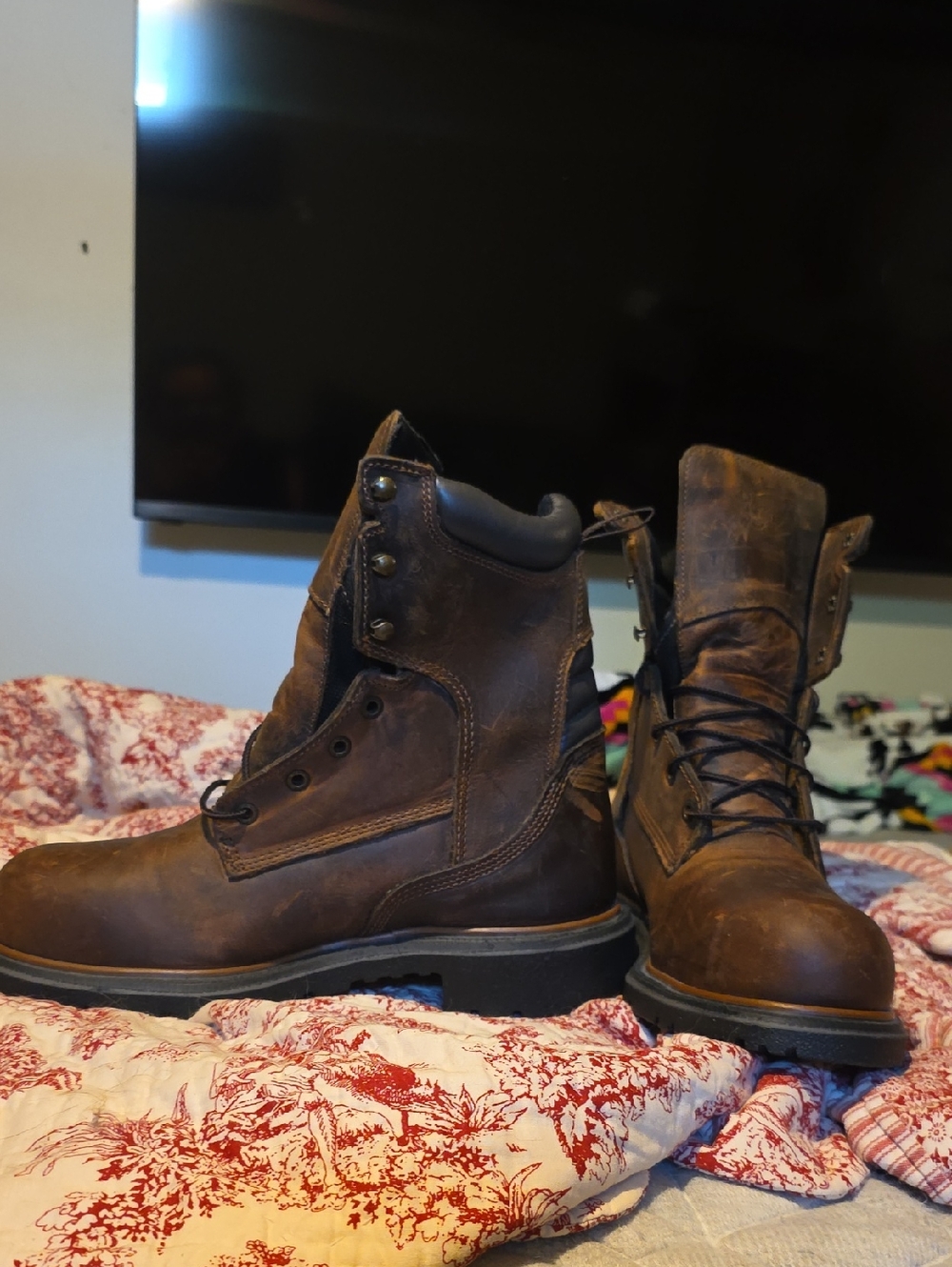 Red Wing Shoes Brown Leather Lace-Up Work Boots